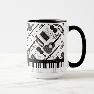 Mug Motif des instruments de musique moderne en noir e