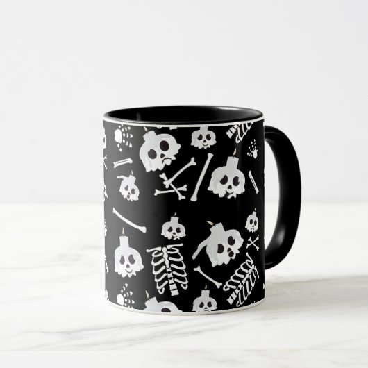 Mug Motif des os crâniens de squelette d'Halloween (Devant droit)