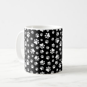 Mug Motif des pattes, Empreintes de pattes, noir et bl