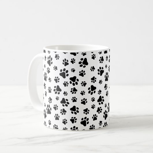 Mug Motif des pattes, pattes de chien, noir et blanc (Devant gauche)