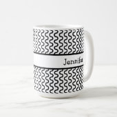 Mug Motif des vagues rétro blanches et noires personna (Devant droit)