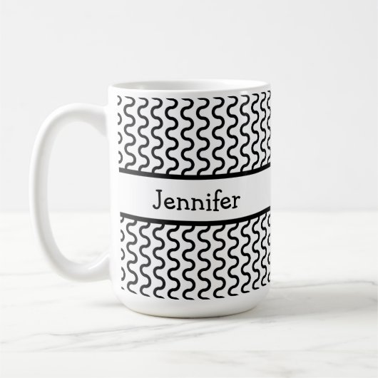 Mug Motif des vagues rétro blanches et noires personna (Gauche)