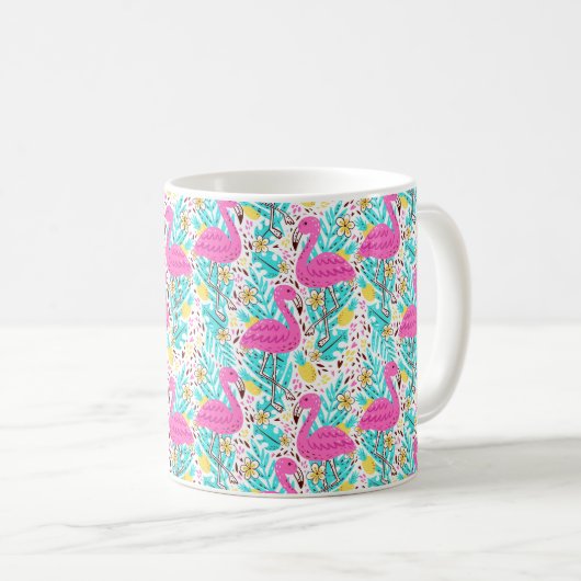 Mug Motif d'été brillant avec flamant, coeur, glace-c (Devant droit)