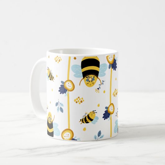 Mug Motif d'été du printemps de l'abeille au miel (Devant gauche)