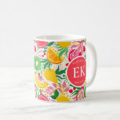 Mug Motif d'été pour le Monogramme de fruits tropicaux (Devant droit)
