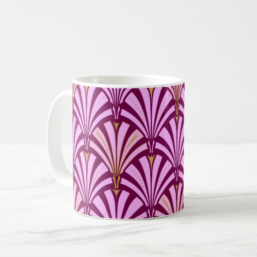 Mug Motif d'éventail Art déco - orchidée et violet (Devant gauche)