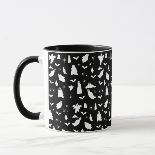 Mug Motif d'Halloween, chauves-souris et araignées (Gauche)