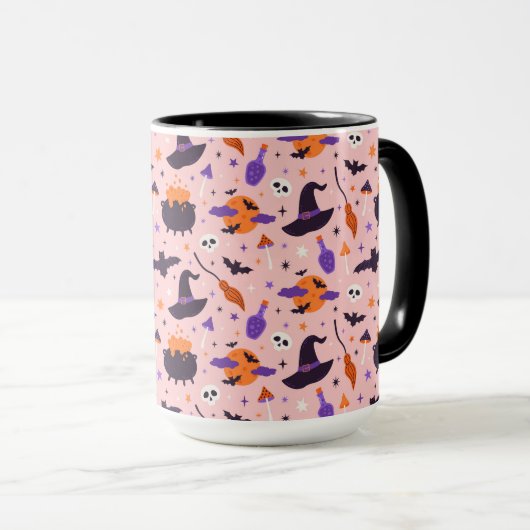 Mug Motif d'Halloween mou et rose (Devant droit)
