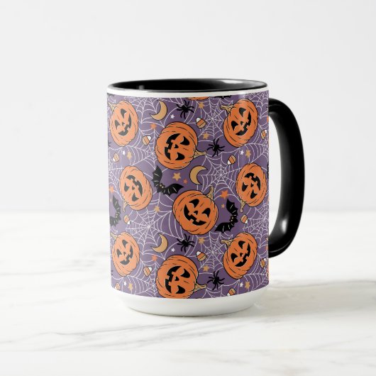 Mug Motif d'Halloween violet Jack-O-lanterne (Devant droit)