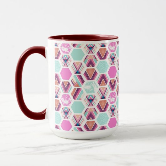 Mug Motif d'hexagone d'aquarelle (Gauche)