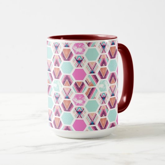 Mug Motif d'hexagone d'aquarelle (Devant droit)