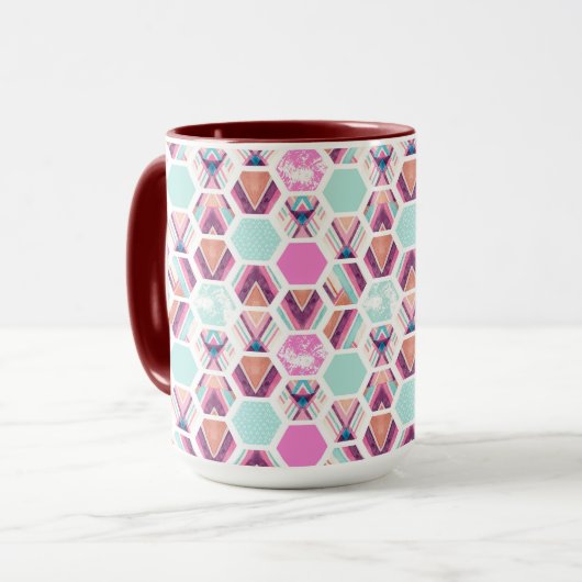 Mug Motif d'hexagone d'aquarelle (Devant gauche)