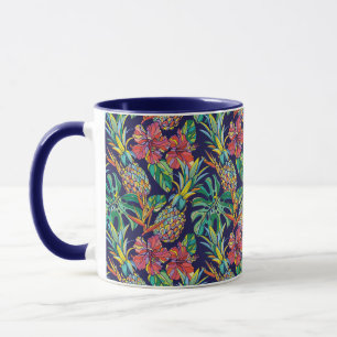Mug Motif d'hibiscus à ananas tropicaux