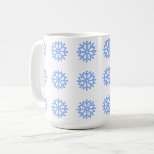 Mug Motif d'hiver bleu clair Snowflake (Devant gauche)