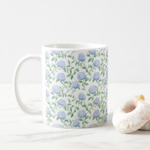 Mug Motif d'hortensia bleu aquarelle botanique floral