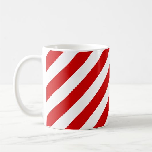 Mug Motif diagonal rouge et blanc de rayures (Gauche)