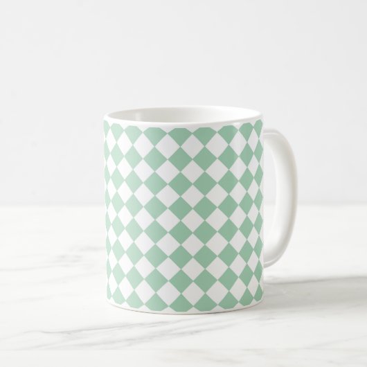 Mug Motif diamant à carreaux vert et blanc (Devant droit)