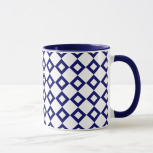 Mug Motif diamant blanc et marine
