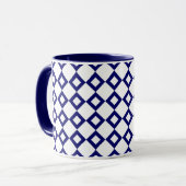 Mug Motif diamant blanc et marine (Devant gauche)