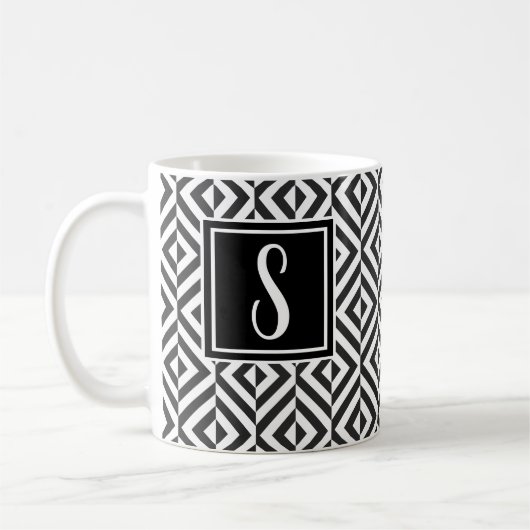 Mug Motif diamant noir et blanc Monogram (Gauche)