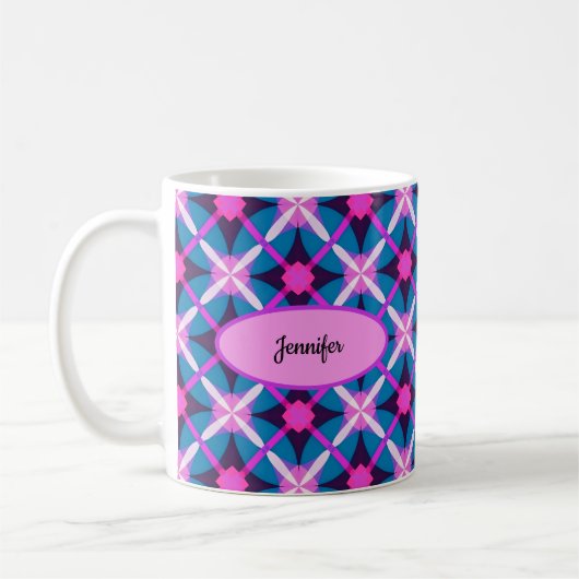 Mug Motif diamant rétro en rose, violet et bleu - (Gauche)