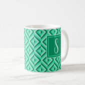 Mug Motif diamant trois tons vert Monogramme (Devant droit)