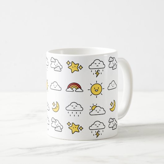 Mug Motif d'icônes météo mignonne (Devant droit)