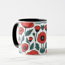 Motif d'illustration des fleurs de coquelicots rou
