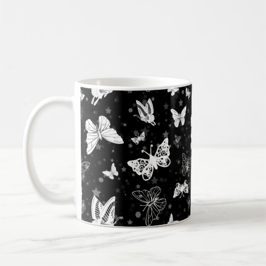 Mug Motif d'illustration noir blanc papillon (Gauche)