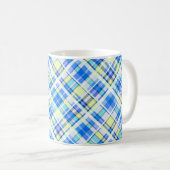 Mug Motif d'impression à damiers jaune et bleu clair (Devant droit)