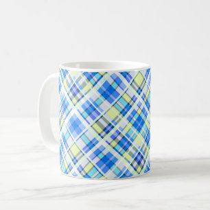 Mug Motif d'impression à damiers jaune et bleu clair