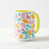 Mug Motif Dinosaur rose et Turquoise (Devant droit)