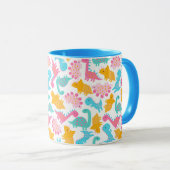 Mug Motif Dinosaur rose et Turquoise (Devant droit)