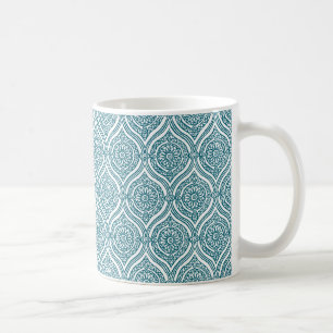 Mug Motif d'oignon ethnique chic en Turquoise sur blan