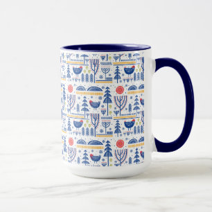 Mug Motif d'oiseau d'hiver d'art populaire