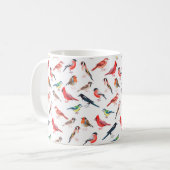 Mug Motif d'oiseau peint en aquarelle. (Devant gauche)
