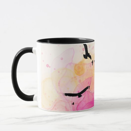 Mug motif d'oiseaux colorés Abstraits (Gauche)