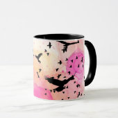 Mug motif d'oiseaux colorés Abstraits (Devant droit)