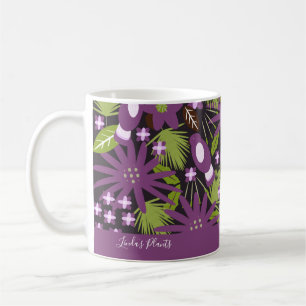 Mug Motif d'oiseaux de la Jungle Vert pourpre Plante t