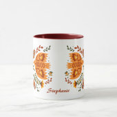 Mug Motif d'oiseaux nordiques en Maroon et or (Centre)