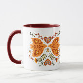Mug Motif d'oiseaux nordiques en Maroon et or (Gauche)