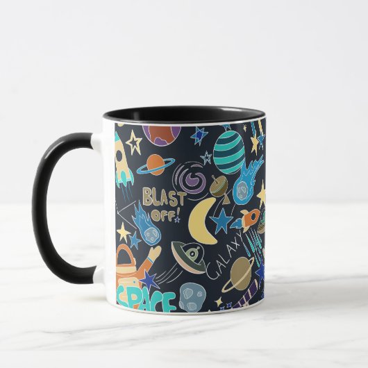 Mug Motif Doodle de l'espace extra-atmosphérique (Gauche)