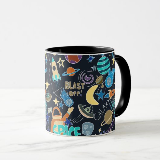 Mug Motif Doodle de l'espace extra-atmosphérique (Devant droit)