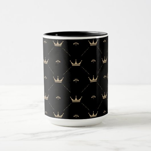 Mug Motif doré moderne Monogramme initial Noir (Centre)