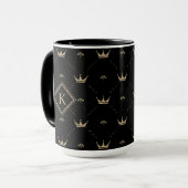 Mug Motif doré moderne Monogramme initial Noir (Devant gauche)