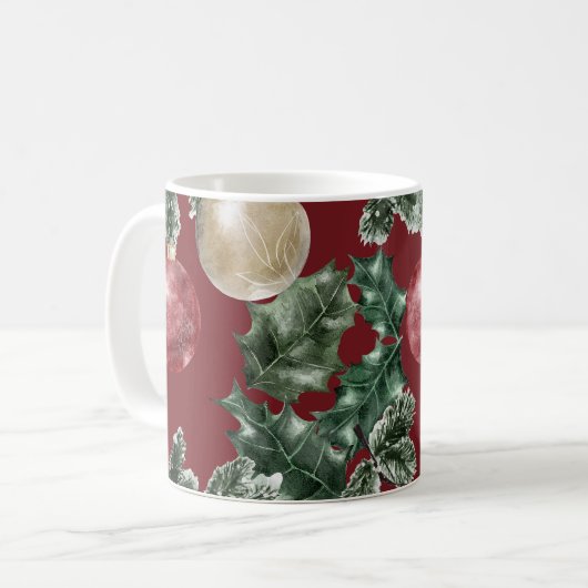 Mug Motif d'ornements d'aquarelle de Noël (Devant gauche)