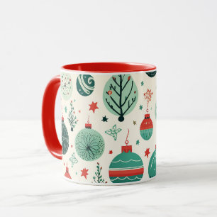 Mug Motif d'ornements d'arbre vintage Noël rétro
