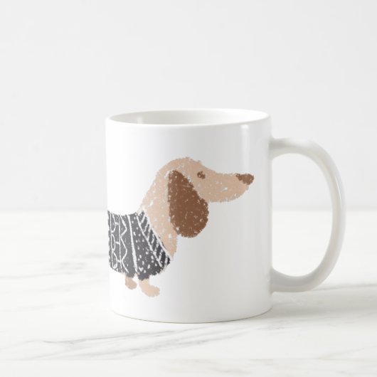 Mug Motif drôle de pull de Noël noir pour teckel (Droite)