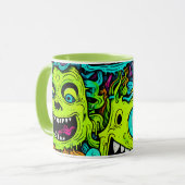 Mug Motif éffrayant de monstre vert mince (Devant gauche)