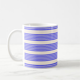 Mug Motif électrique bleu et beige cinq bandes